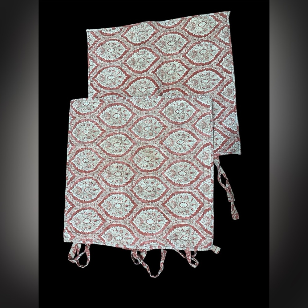 Pottery Barn Quilted Hand-blocked Botanical Reversible Euro Sham Cover set of 2